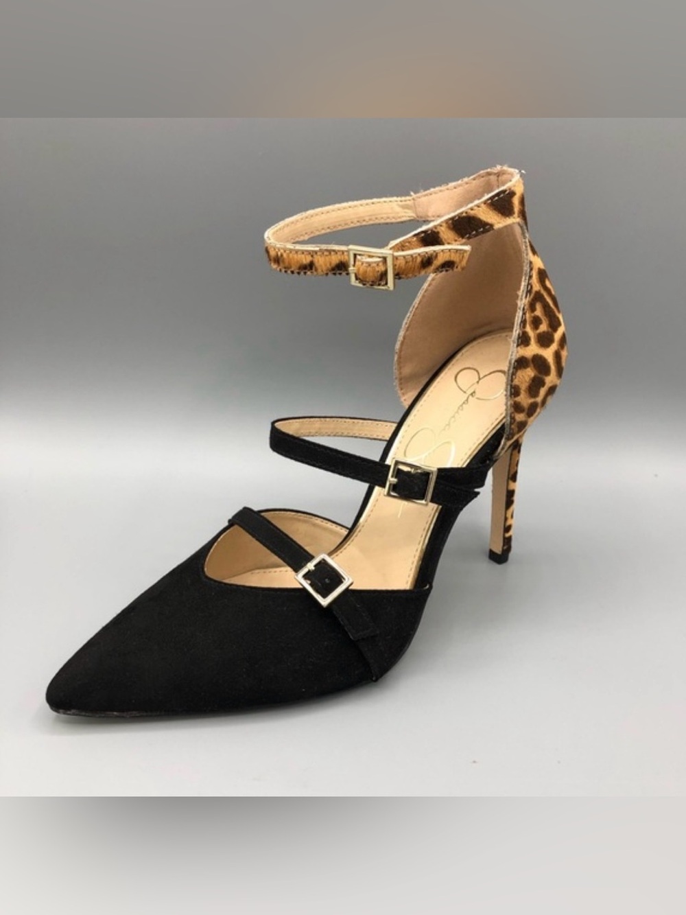 Jessica Simpson Leopard Print Pointed Toe Stiletto Double Buckle Pumps Size 10M